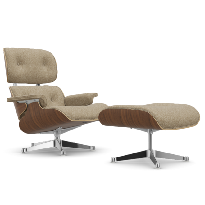 Eames Lounge Chair & Ottoman - wit notenhout / Nubia