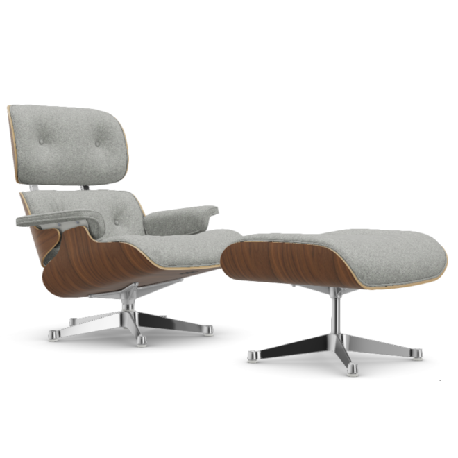 Eames Lounge Chair & Ottoman - wit notenhout / Nubia