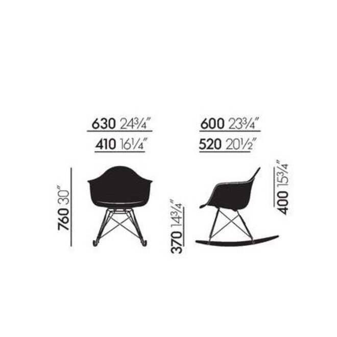 Eames Fiberglass Armchair RAR - zwart