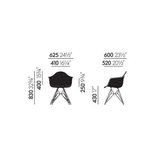 Eames Fiberglass Armchair DAR - zwart