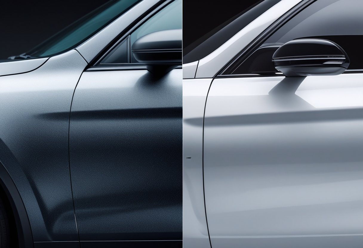 Mat vs Glans carwrap - zij aanzicht