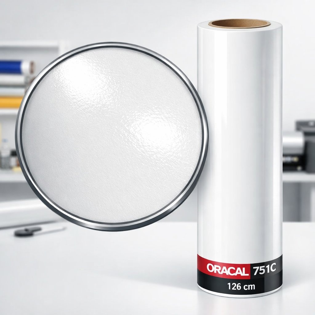 Oracal 751C Wit (010) - Met Blauwe Contrastliner