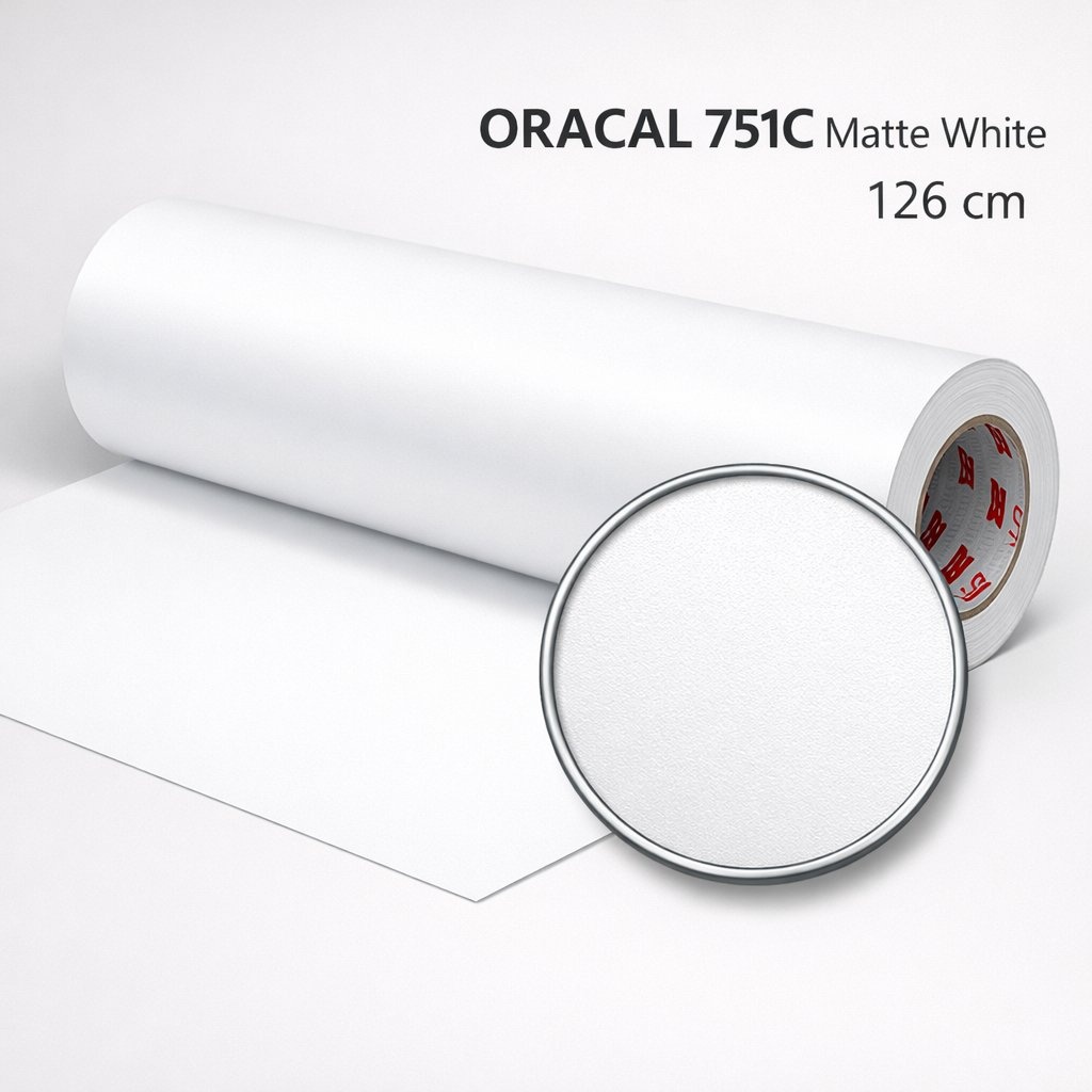 Oracal 751C Wit Mat (010M) - Met Blauwe Contrastliner