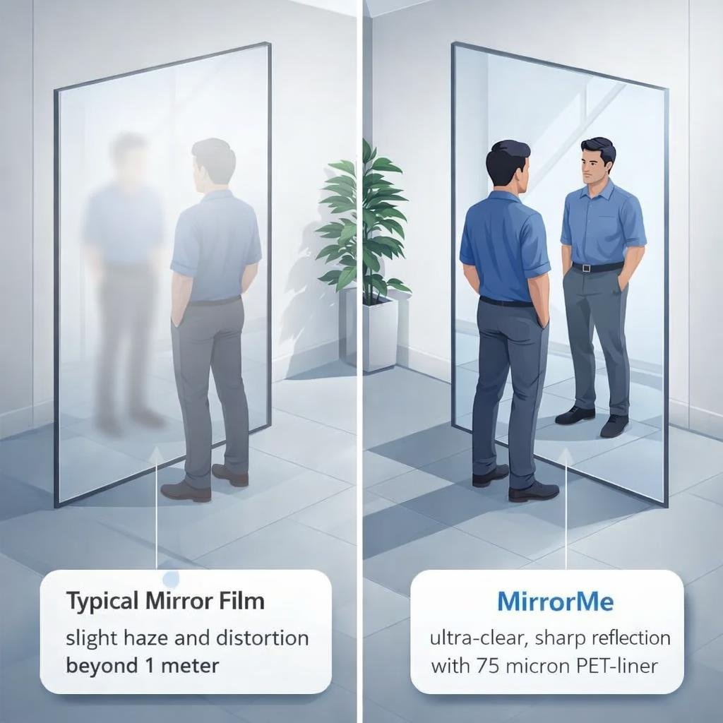 MirrorMe Chrome Edition - De Ultieme Spiegelfolie met Rapid Air (75µ)