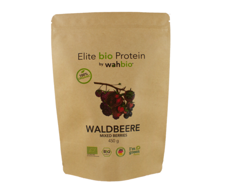 MHD: 31.11.2026 Elite bio Protein by wahbio | Waldbeere | 450 Gr
