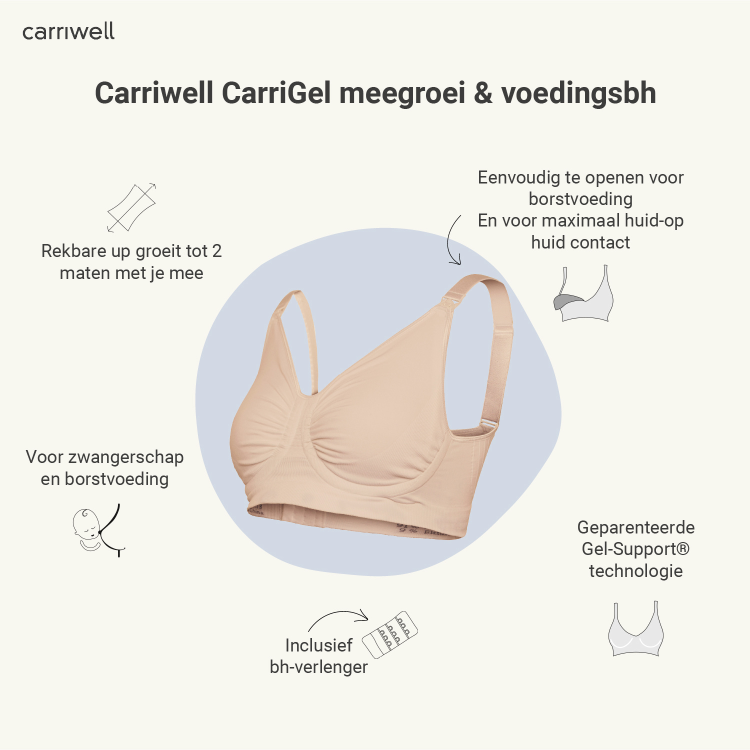 Carriwell Carriwell Meegroei - & Voedingsbh -Gelbeugel - Honey