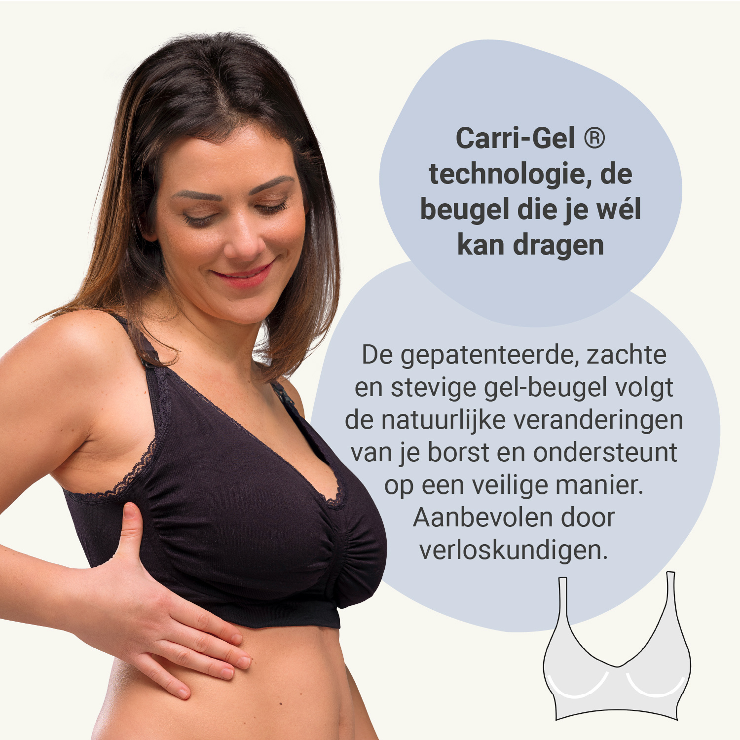 Carriwell Carriwell Meegroei- & Voedingsbh Padded + Gelbeugel - Zwart