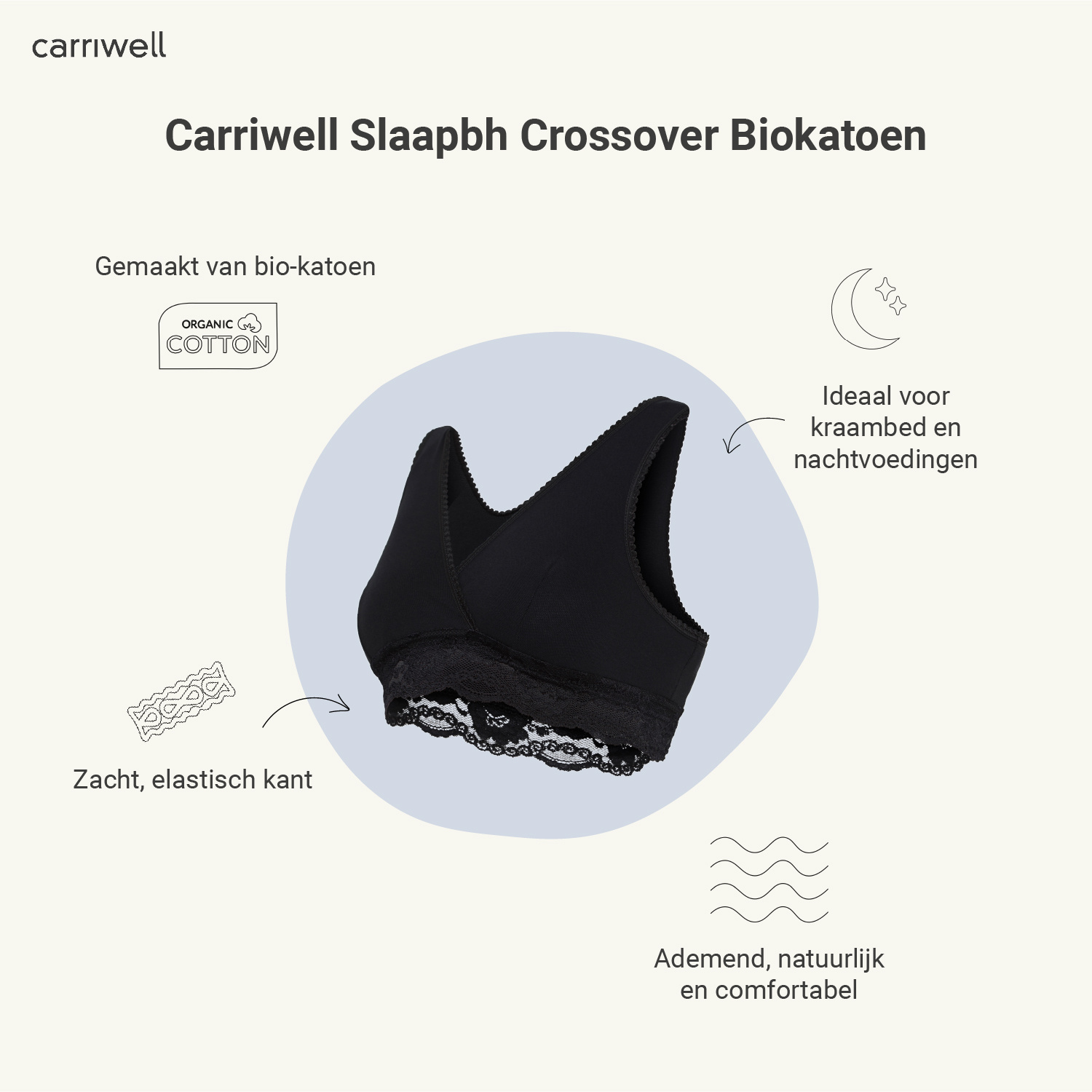 Carriwell Carriwell Slaapbh Crossover - Biokatoen - Zwart