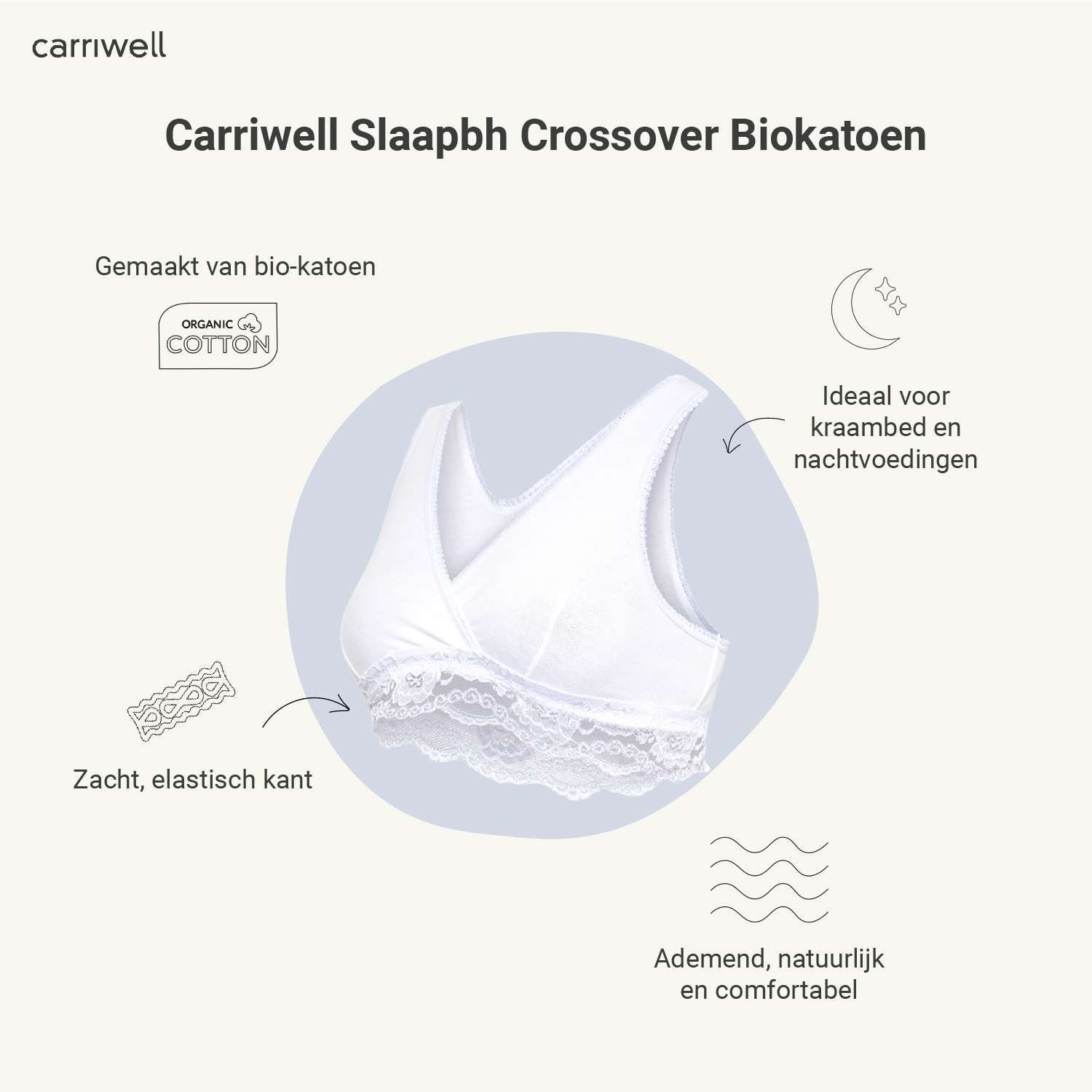 Carriwell Carriwell Slaapbh Crossover - Biokatoen - Wit