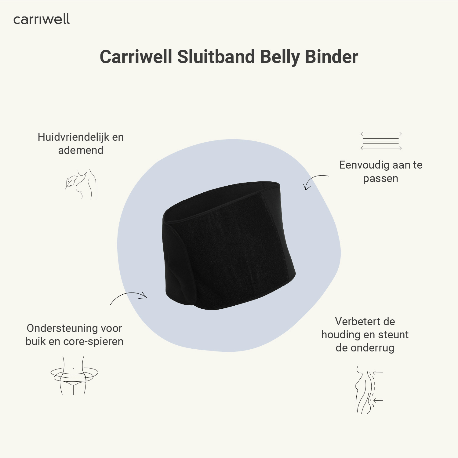 Carriwell Carriwell Sluitband Belly Binder - Zwart
