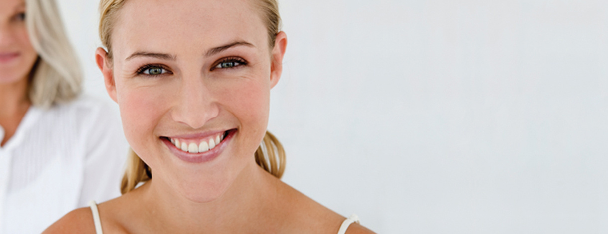 Blond lady smiling