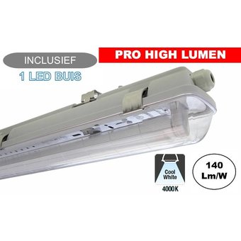 Complete LED TL Armatuur 120cm 20W, ±3000LM (Pro High Lumen), IP65, Incl. 1x led buis, 3 Jaar garantie