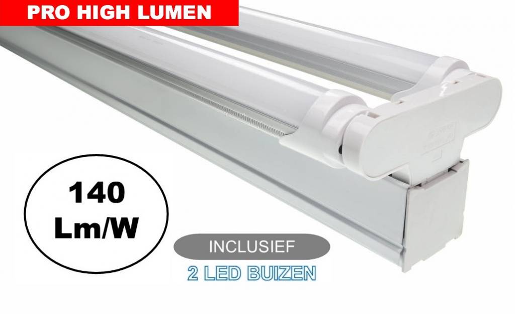 Komplette LED TL Montagestange 120cm, 40W, ±6000LM (Pro High Lumen), IP20,  inkl. 2x LED-Röhre, 3 Jahre Garantie
