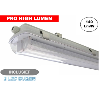 Complete LED TL Armatuur 150cm 48W, ±6600LM (Pro High Lumen), IP65, Incl. 2x led buis, 3 Jaar garantie