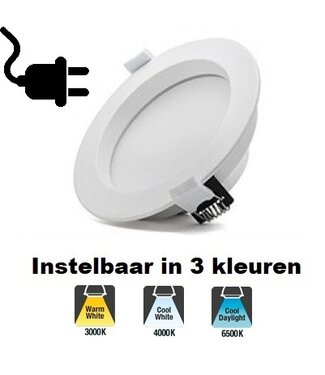 Led-Downlighter 10w, 1000 Lumen, 3 Farben, Lochgröße Ø90mm, Steckerfertig, 3 Jahre Garantie