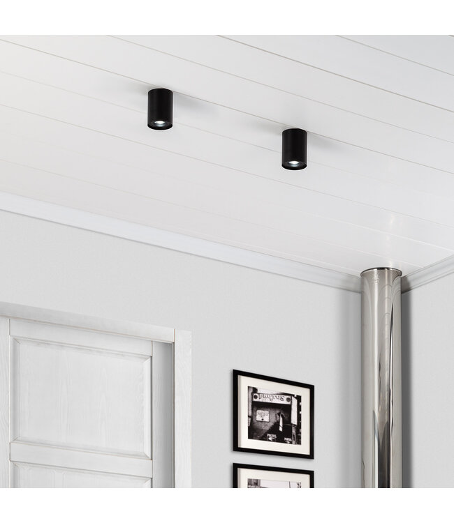 Opbouwarmatuur Rond Ø80x110 mm, Zwart, (1x GU10 spot)