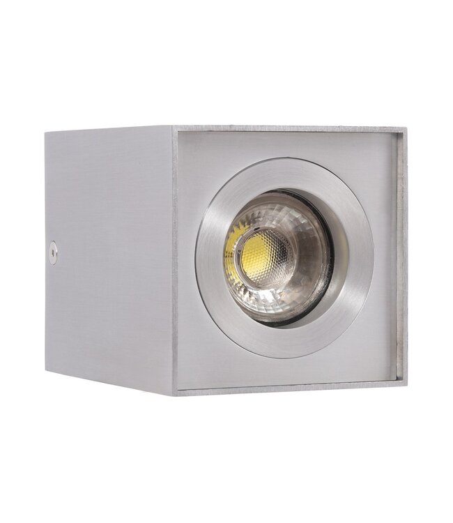 Anbauleuchte Quadratisch 83x83x110 mm, Silber, (1x GU10 Strahler)