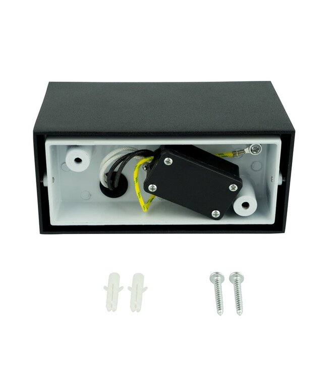 Wandarmatuur Mis up/down, Zwart, IP54, (2x GU10 spot)