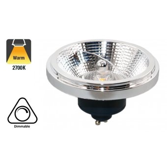 GU10 AR111 LED Spot 12w Zwart, 700-730 Lumen, 45°, Dimbaar, 2 Jaar Garantie