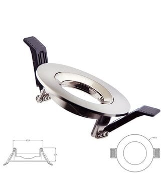 Led Spot Armatuur Geborsteld Staal, Verdiept, Kantelbaar, IP20