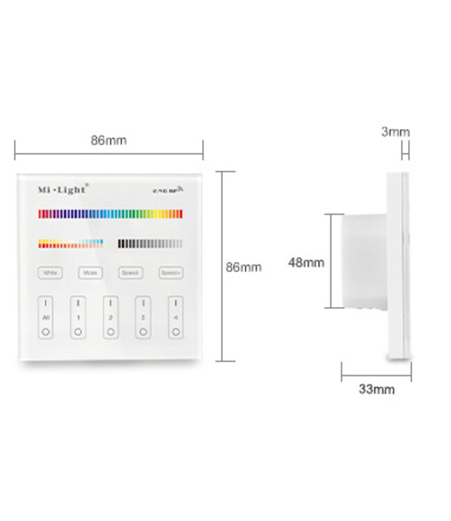 MiBoxer Wandbediening RGB + CCT (230V Versie)