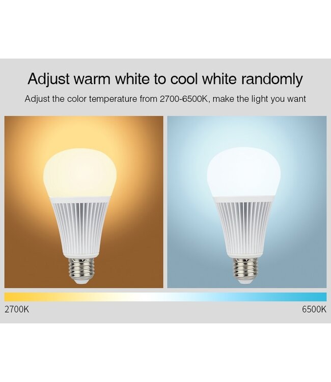 MiBoxer E27 9w RGB + CCT, Wifi/RF, 850 Lumen, 2 Jaar Garantie