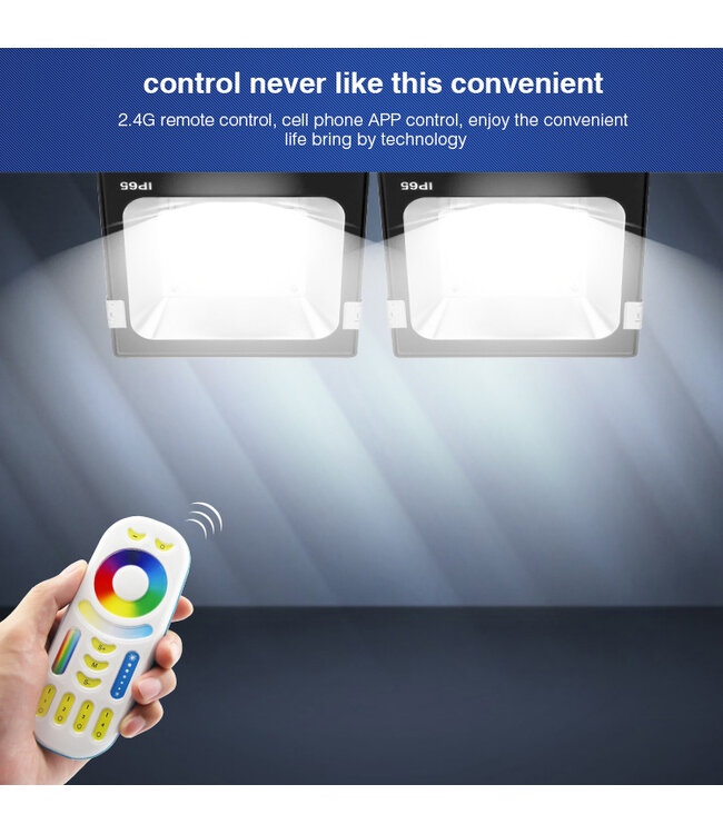 MiBoxer-Flutlichtstrahler 20w RGB + CCT, Wifi/RF, 1500 Lumen, IP65, 2 Jahre Garantie