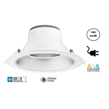 CCT Reflector Led Downlighter 20w, 1700-2000 Lumen, gatmaat Ø195mm, UGR19, Stekkerklaar, 3 Jaar Garantie