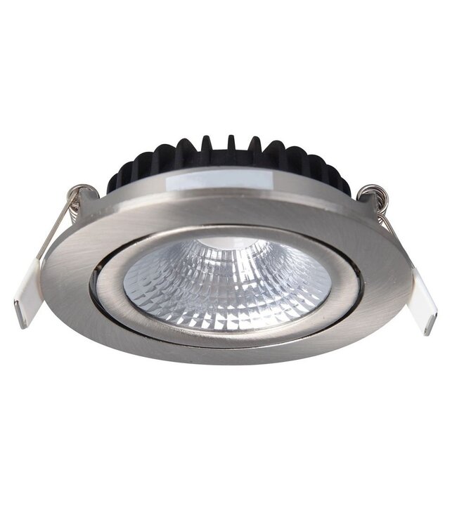LED-Einbaustrahler 5w Flat, 450 Lumen, 2700K, schwenkbar, IP44, dimmbar, CRI90, Stahlhalterung, Lochgröße 72mm, 2 Jahre Garantie