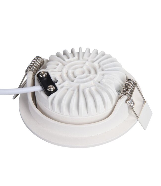 Inbouw LED Spot 5w Flat, 450 Lumen, Dim To Warm, Kantelbaar, IP44, Dimbaar, CRI90, Wit Armatuur, Gatmaat 72mm, 2 Jaar Garantie