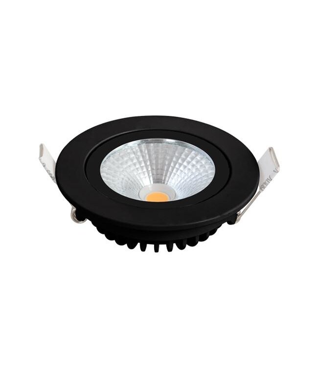 LED-Einbaustrahler 5w Flat, 450 Lumen, Dim To Warm, schwenkbar, IP44, dimmbar, CRI90, schwarze Leuchte, Lochgröße 72mm, 2 Jahre Garantie