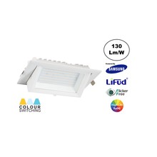 LED Etalage Spot 20w, CCT (3000K/4000K/6000K), 2600 lm (130lm/w), Samsung LED, Lifud Driver, Gatmaat 230x130mm, CRI90, Wit, 3 Jaar Garantie