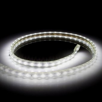 LED Lichtslang Op Maat Per Meter:  6000K Daglicht Wit, 10w/m, 60 leds/m, 840lm/m, IP65, 230V