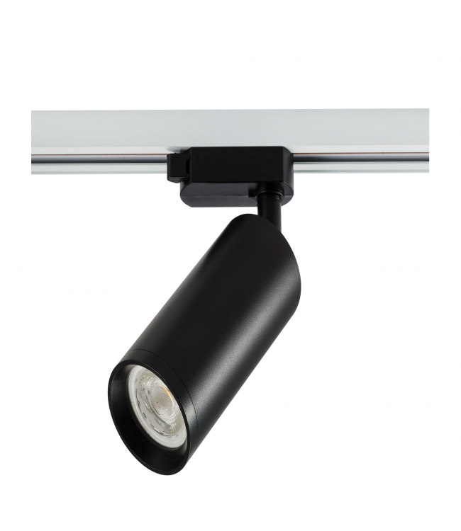 3 Fase Rail armatuur met GU10 Fitting met lange koker, Zwartkleurige behuizing