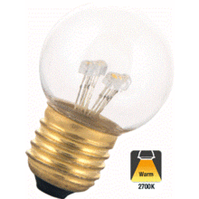 E27 0,7w Bol Lamp, 30 Lumen, Transparante Kap, 2650K Warm Wit