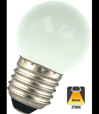 E27 1w Bol Lamp, 30 Lumen, Matte Kap, 2650K Warm Wit