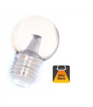 E27 1,5w Glühbirnenlampe, 90 Lumen, transparente Haube mit Linse, 2000K Flamme
