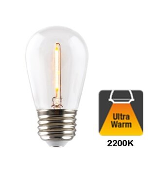 E27 1w Filament Bol Lamp, 35 Lumen, Transparante Kap, 2200K Flame