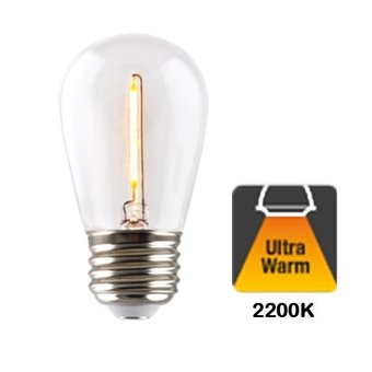 E27 1w Filament Bol Lamp, 35 Lumen, Transparante Kap, 2200K Flame