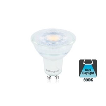 GU10 4,7w, 390 Lumen, 6500K Daglicht Wit, Glas, 2 Jaar Garantie