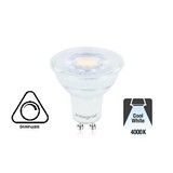 GU10 5,6w, 450 Lumen, 4000K Neutraal Wit, Glas, Dimbaar 2 Jaar Garantie