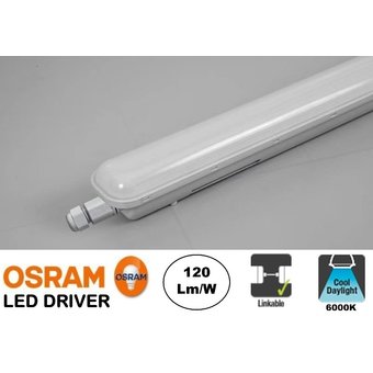 LED Tri Proof 123cm, 36w, 4320 Lumen (120lm/w), 6000K Tageslichtweiß, anschließbar, Osram LED-Driver, IP65, 3 Jahre Garantie