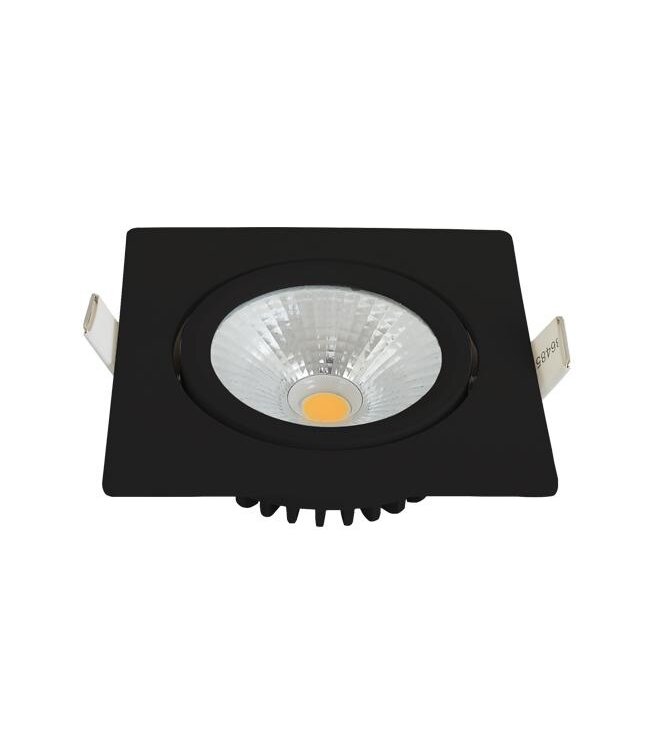 LED-Einbaustrahler 5w Flat Quadrat, 450 Lumen, 2700K, schwenkbar, IP44, dimmbar, CRI90, schwarze Leuchte, Lochgröße 75mm, 2 Jahre Garantie