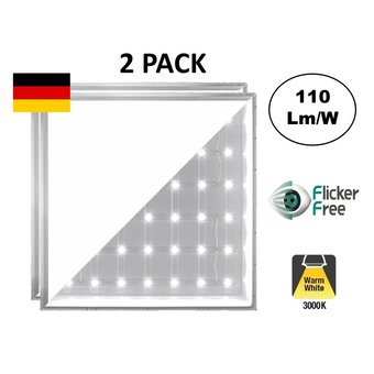 2 Pack - Backlite Led Paneel 62x62 cm, 40w, 4400 Lumen, 3000K Warm Wit, Flikkervrij, 3 Jaar Garantie