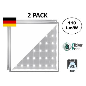 2 Pack - Backlite Led-Panel 62x62 cm, 40 W, 4400 Lumen, 4000 K Neutralweiß, flimmerfrei, 3 Jahre Garantie