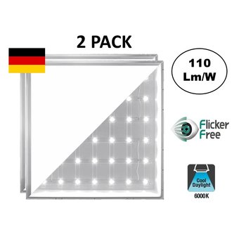 2 Pack - Backlite Led Paneel 62x62 cm, 40w, 4400 Lumen, 6000K Daglicht Wit, Flikkervrij, 3 Jaar Garantie