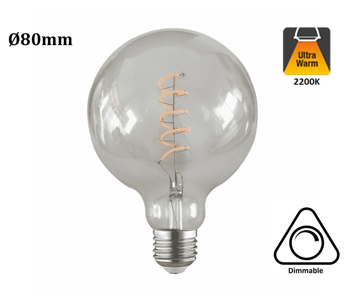 E27 Edison-Lampe | Globus 80 | Dimmbar | 2 Jahre Garantie -  LedlampGrosshandel.de