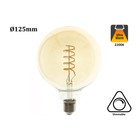 E27 Led Lamp 4w Edison, Globe 125, 2200K Flame, 180 Lumen, Dimbaar, Amber Glas, 2 Jaar Garantie