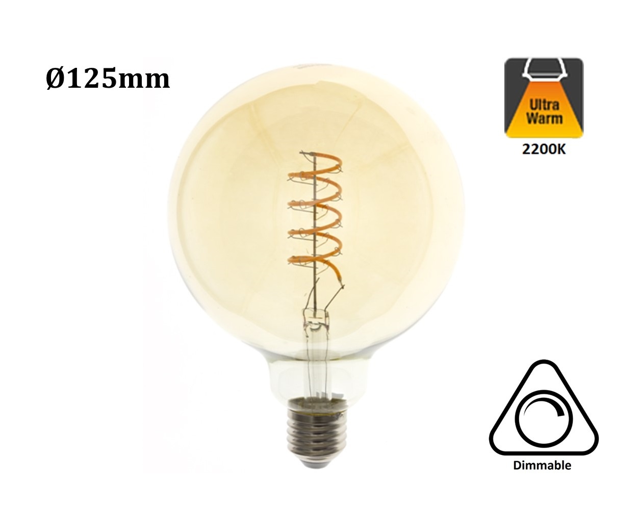 E27 Edison-Lampe | Globe 125 | Dimmbar 2 Jahre Garantie - LedlampGrosshandel.de