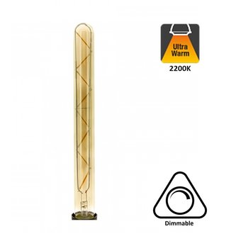 E27 Led Lamp 4w Edison, Tube, 2300K Flame, 180 Lumen, Dimbaar, Smoked Glas, 2 Jaar Garantie